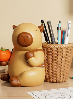 树脂小摆件现代书房可爱创意笔筒