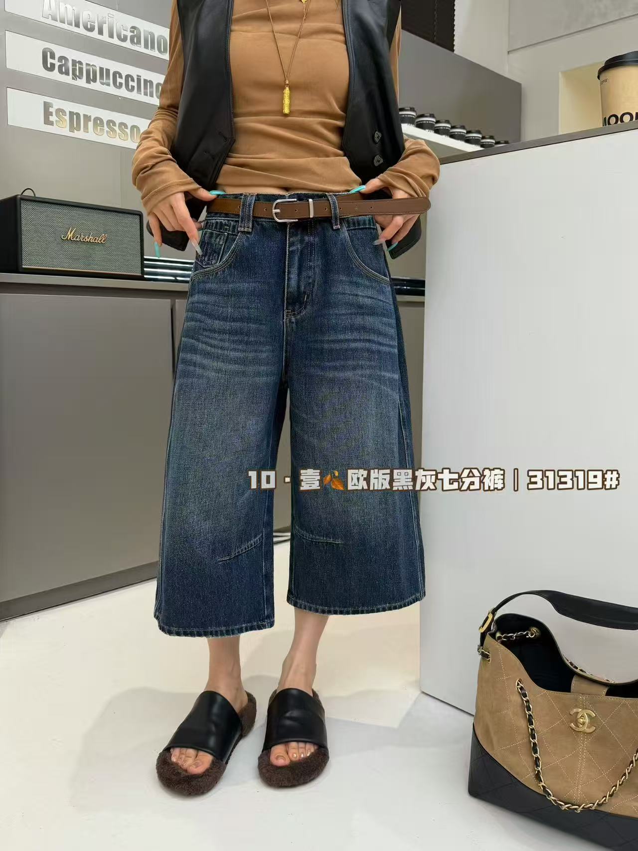 高品质6005新款高腰显瘦辣妹牛仔裤