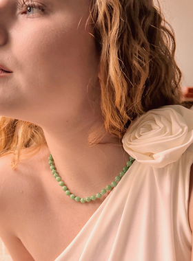 lamaison et toi新中式绿色玉石串珠项链薄荷曼波风水晶珠手串