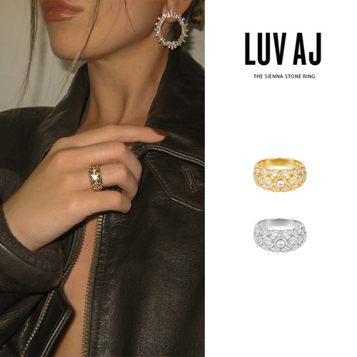 欧美ins风金色满钻戒指时尚个性