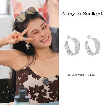 肌理C圈耳环女欧美高级小众耳饰