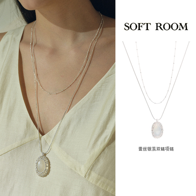 蕾丝银茧双层项链叠戴长款