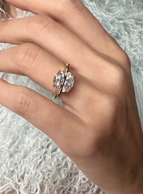 圆冰竹节戒指透明鸽子蛋冷淡风