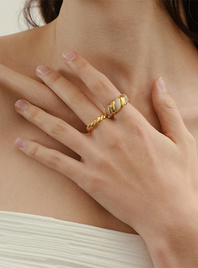 lemonteastudio INCH EDITION粗麻花戒指女轻奢高级感时尚个性