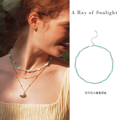 天河石小雏菊项链小众设计简约