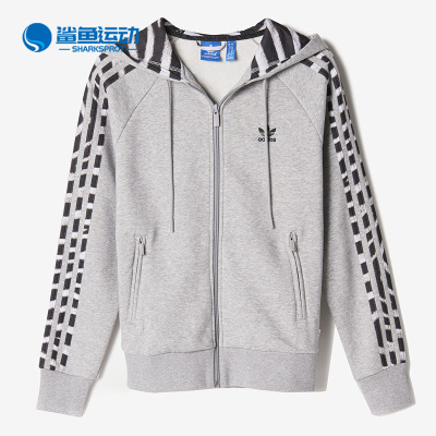 Adidas/阿迪达斯正品三叶草女子保暖斑马三条纹连帽外套 M30464