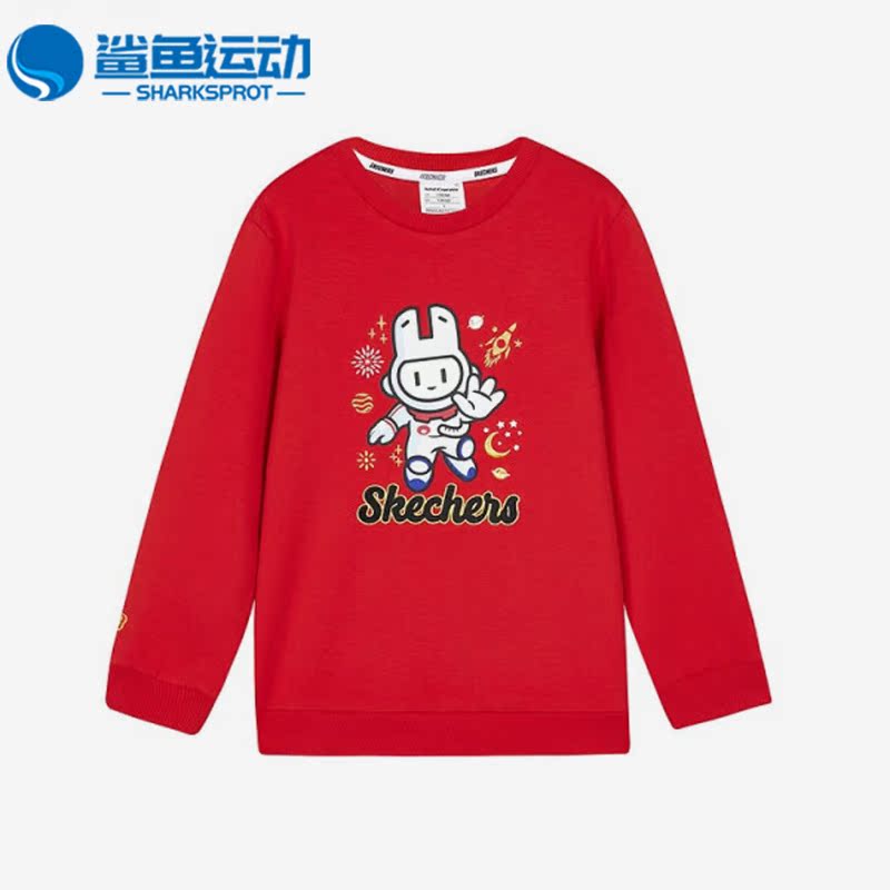 Skechers/斯凯奇正品春季新款儿童运动休闲可爱套头卫衣L123B053