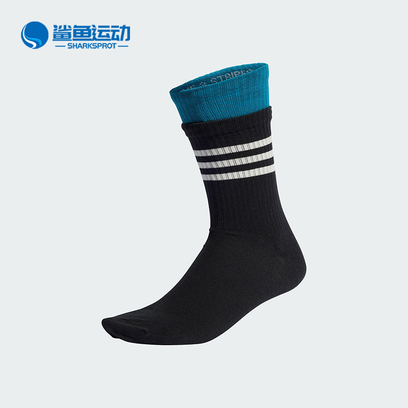 Adidas/阿迪达斯正品新年款男女假两件运动袜一双装IY9571