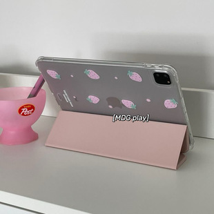 mini7 韩国ins风小众设计感创意可爱草莓雾面软壳ipad三折页air6 4平板保护套11代a16适用