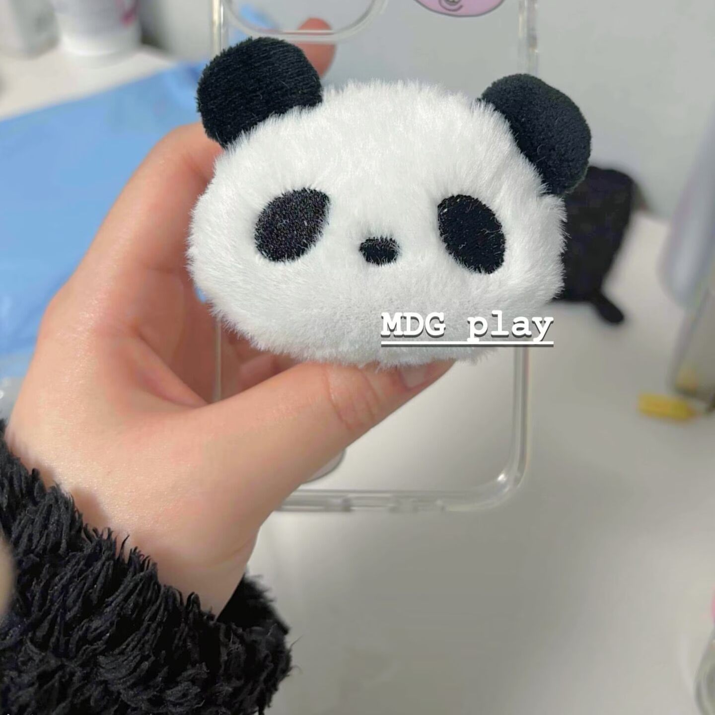 韩系ins风卡通创意毛绒公仔熊猫可爱大白熊粘贴手机支架桌面气囊