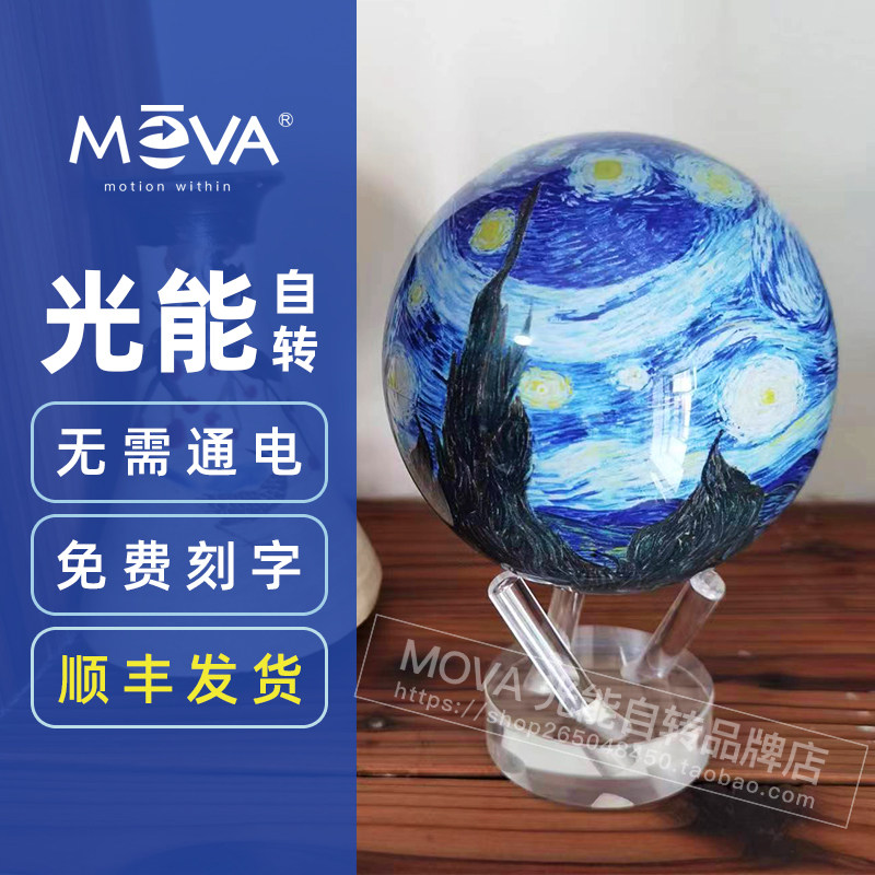 mova自转欧式名画太阳能摆件
