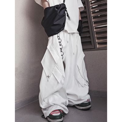 高街阔腿设计感工装休闲裤