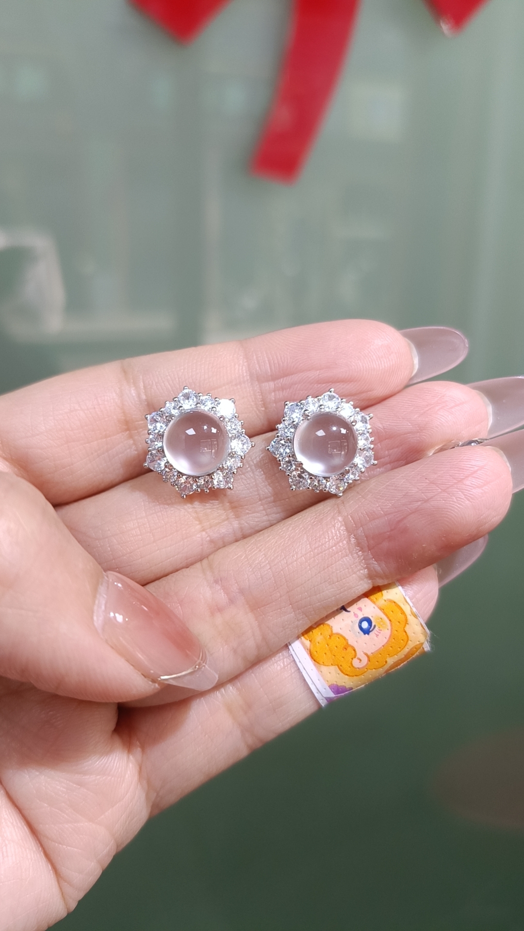 新款俄国玻璃种黑刚冰透光感十足蛋面耳钉925银