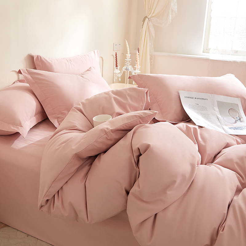 简约全棉长绒棉加厚磨毛四件套