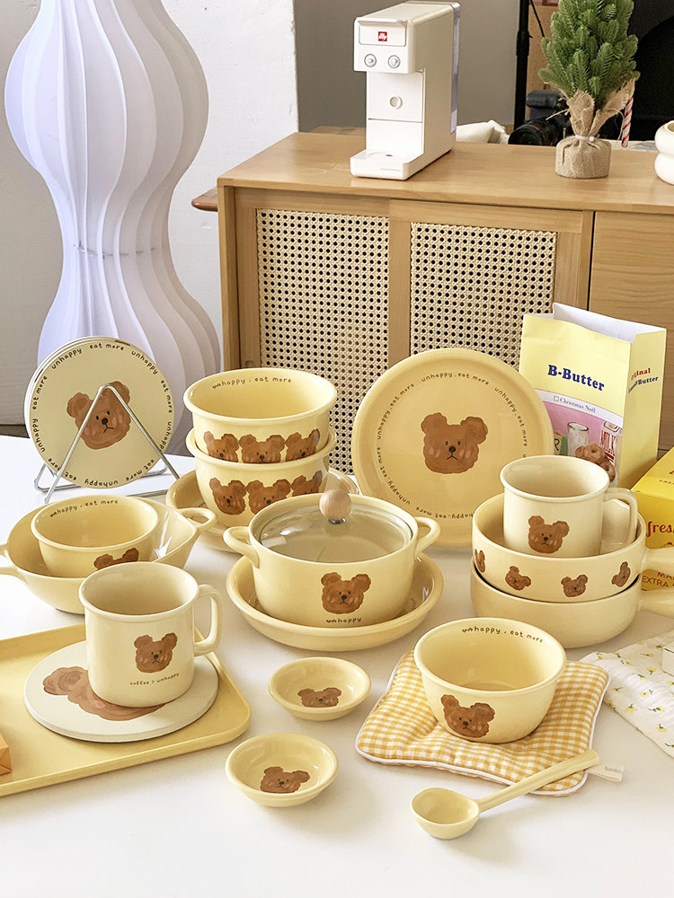 набор скандинавской посуды emo bear ins tableware рисовая миска ins wind тарелка ins wind набор посуды ins wind Изображение 1