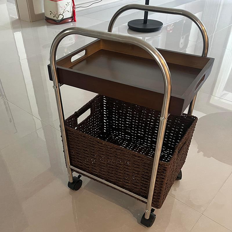 中古风边几茶几可移动客厅沙发边几实木轻奢床头柜多功能高级感