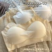 浅色涤纶无痕内衣女运动聚拢无钢圈少女文胸学生透气显小吊带背心