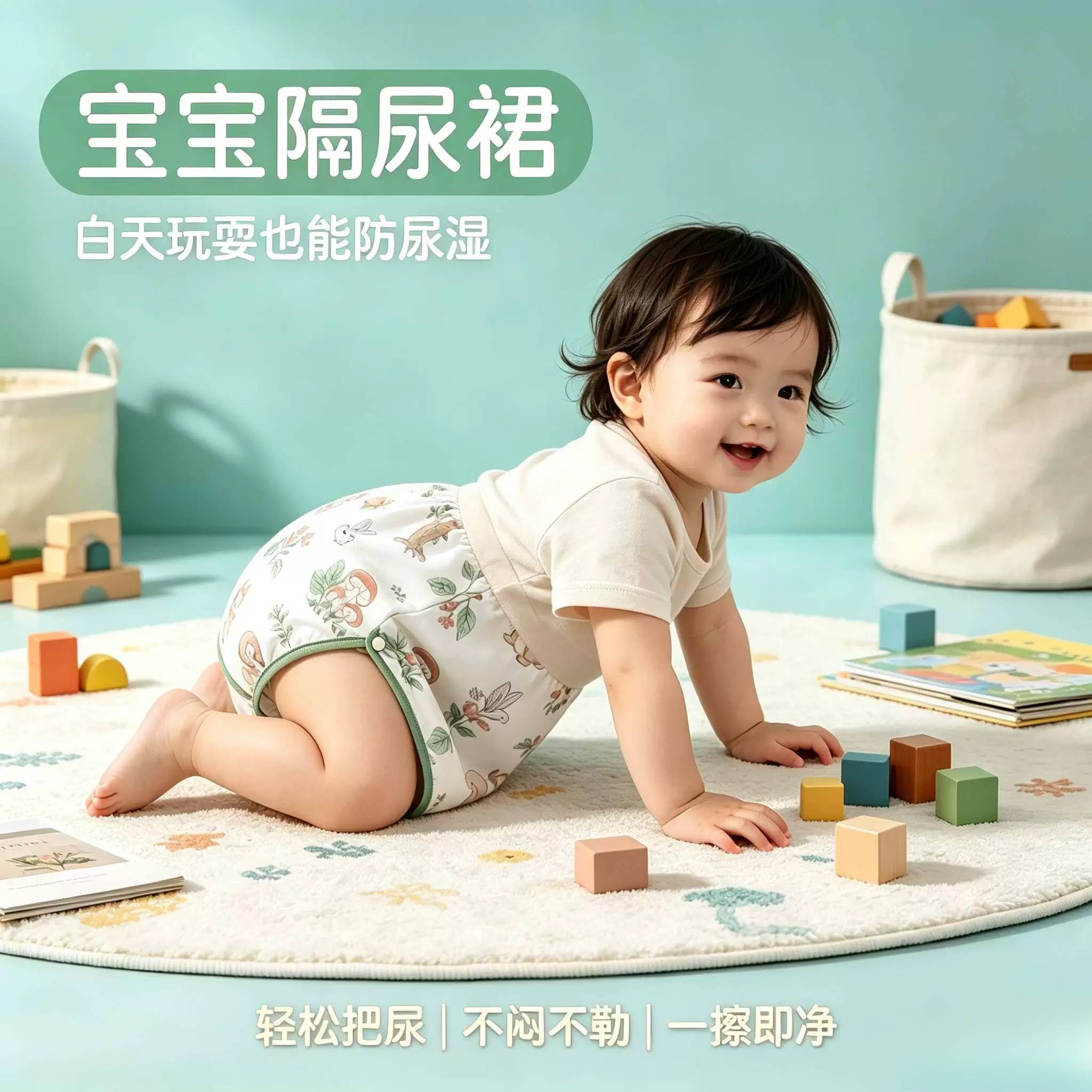 戒尿不湿训练裤女宝宝婴儿隔尿内裤防水可洗竹棉尿布裤宝宝如厕