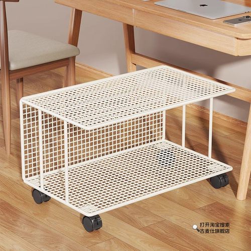 储物柜办公室打印机置物架落地书桌旁移动书架桌边带轮多层收纳架