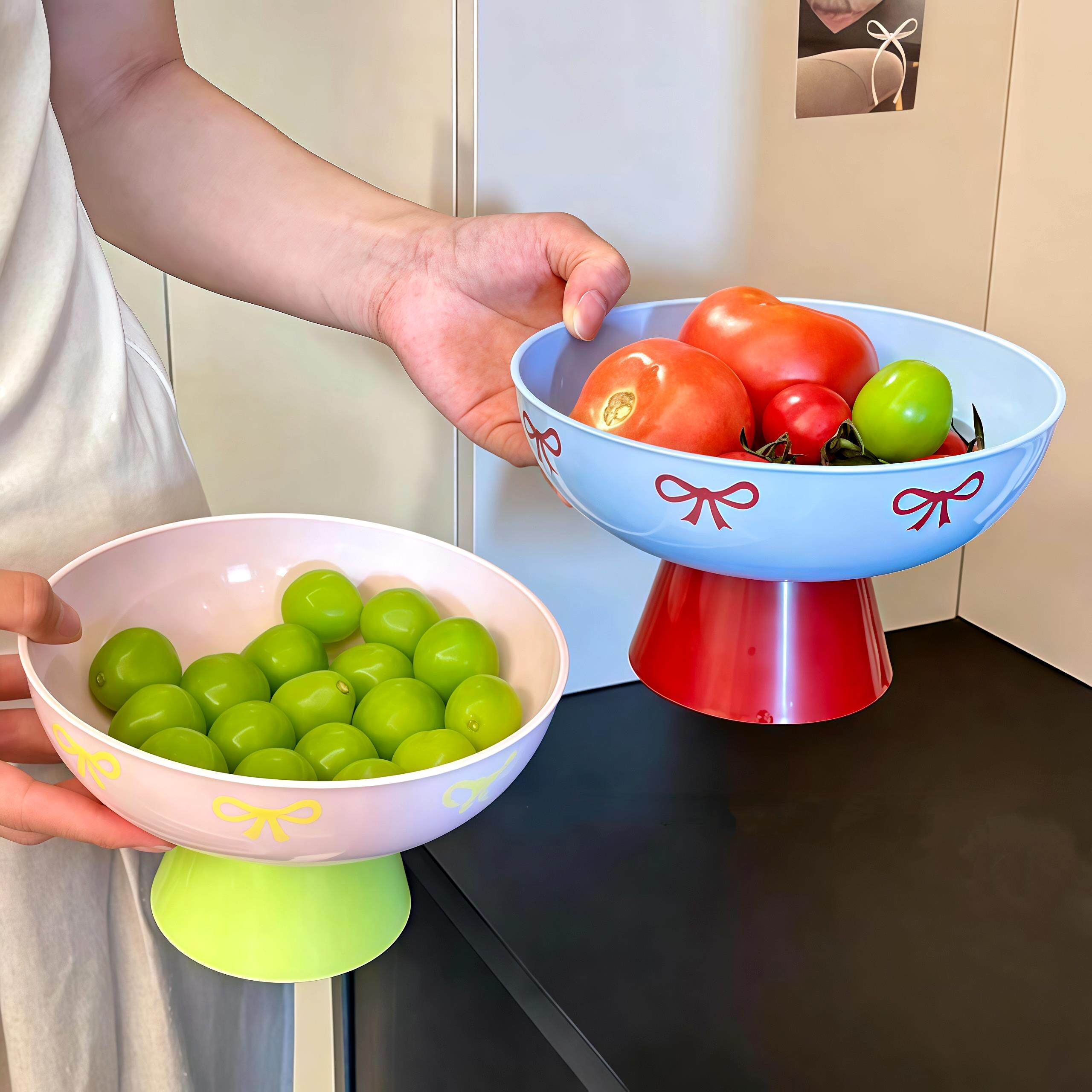 水果盘客厅高脚果盘家用沥水盆高颜值厨房洗菜篮创意零食盘干果盘