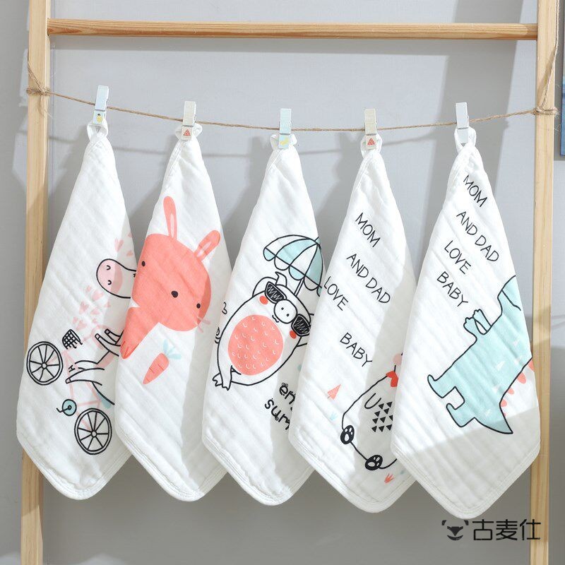 婴儿口水巾棉纱布毛巾宝宝纱巾新生幼儿超软洗脸小方巾儿童手帕