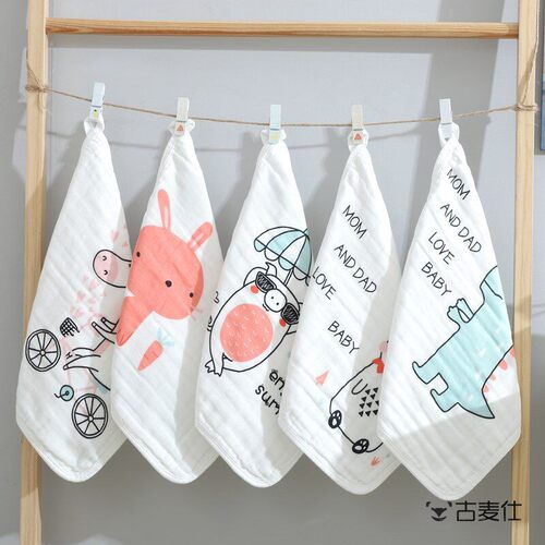 婴儿口水巾棉纱布毛巾宝宝纱巾新生幼儿超软洗脸小方巾儿童手帕