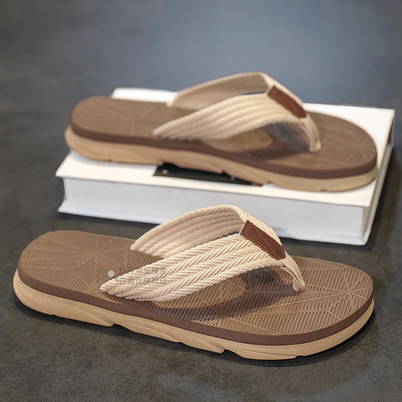 人字拖男夏季防滑耐磨沙滩软底越南拖鞋男士外穿个性夹脚帆布腰带