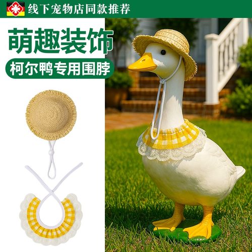 柯尔鸭专用项圈草帽宠物大白鹅鸭子春夏田园风门廊衣服外出装饰品