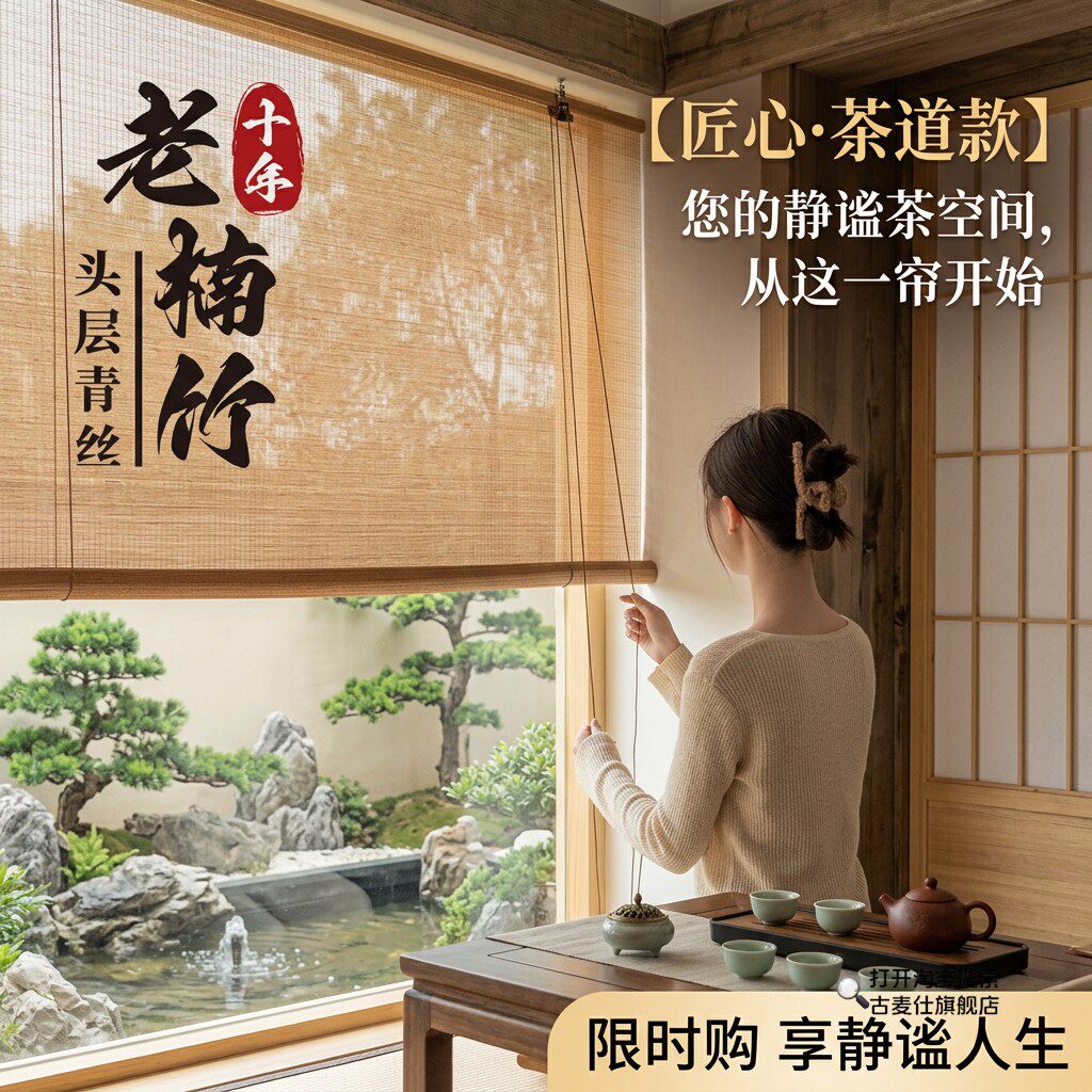 竹帘卷帘厨房阳台茶室防晒装饰遮阳帘隔断帘户外防霉窗帘2026新款