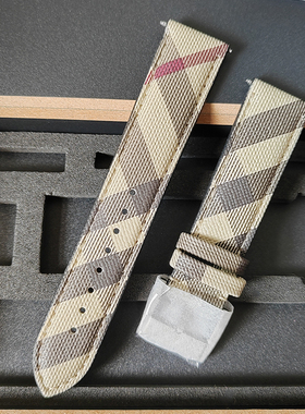 格纹表带 适配BU9029/BU9040手表带 灰色经典款格纹真皮针扣 20mm