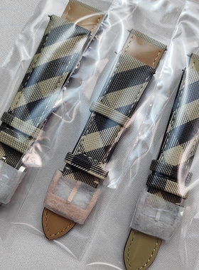 真皮表带 适配BU9118 9029 9040 9361灰色格纹表带18/20/22mm