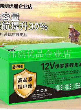 电动喷雾器锂电池12v2q0ah大容量电池农用打药机音响LED照明灯电,