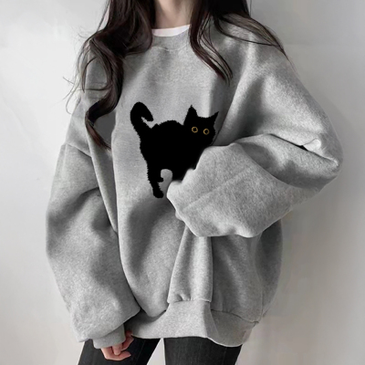 圆领卫衣女灰色2025新款