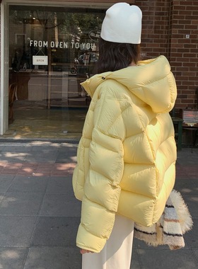 云朵泡芙棉服女装新款冬季2025年新款百搭超好看短款鹅黄色面包服