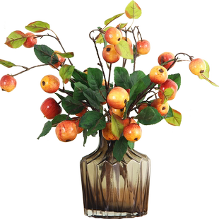 仿真苹果平安果红果客厅餐桌假花果实摆件干树枝装饰花艺摆设插花