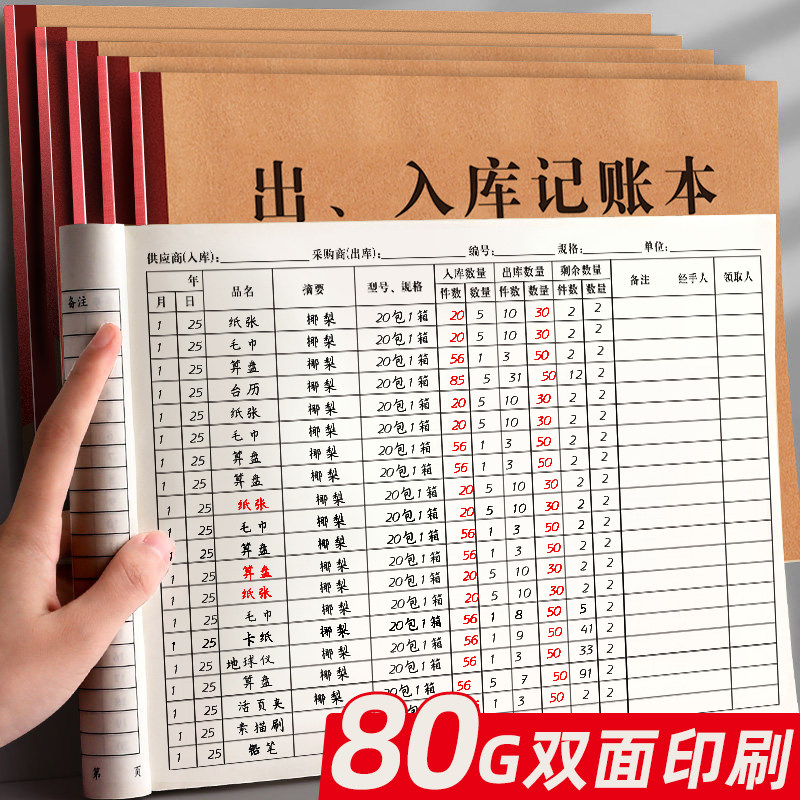 大号仓库出入库明细账本商品进出货记账本通用店铺营业收入手帐服装店出入库记录本库房明本册登记本定制logo