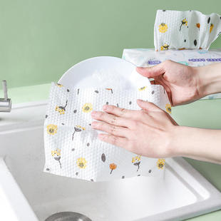 一次性百洁布3275家用厨房清洁懒人抹布印花 万用水洗纸抽取式