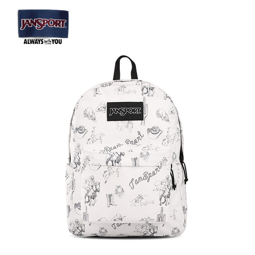 JanSport双肩包25年新款西部牛仔印花男学生书包女通勤电脑背包