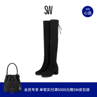 款 秋冬经典 弹力过膝靴系带瘦瘦靴粗高跟长筒靴女 TIELAND