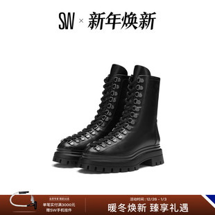 BEDFORD 圆头厚底系带时装 LACE BOOTIE 短筒靴女