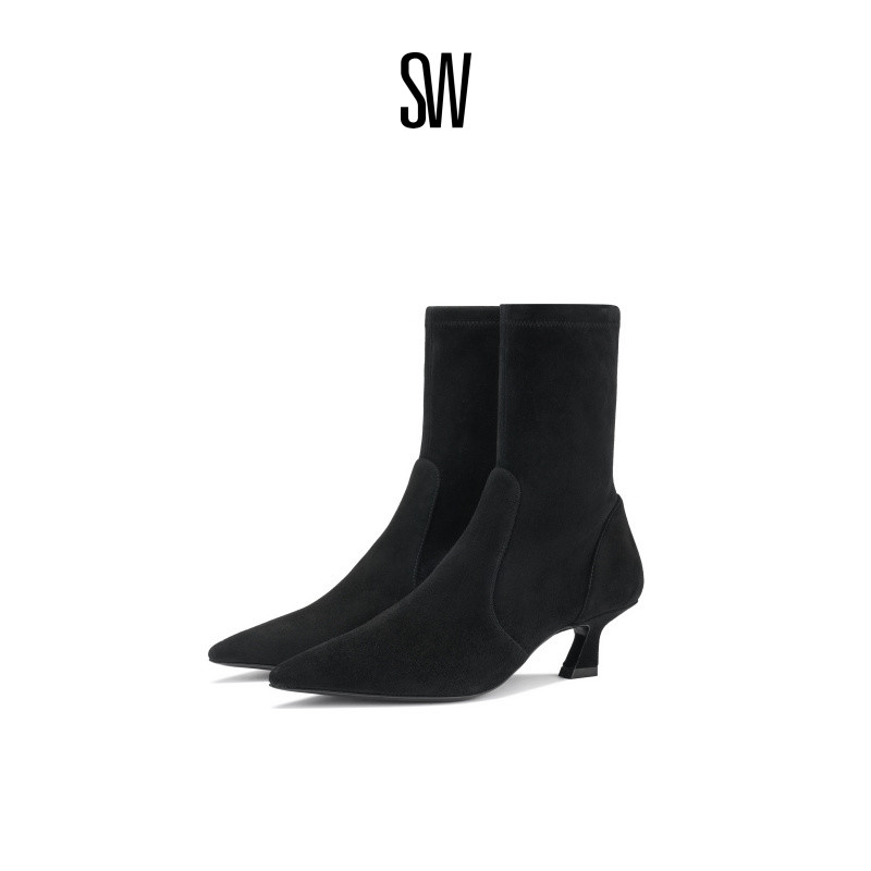 【秋冬新品】 SW VINNIE BOOTIE 50 异形跟尖头短靴弹力瘦瘦靴女