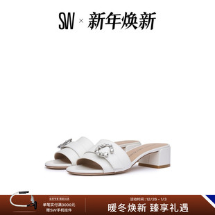 GATSBY 圆头方跟水晶搭扣拖鞋 夏季 女 新品 SLIDE BLOCK