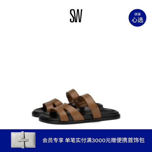 舒适平底交叉带金属搭扣凉鞋女