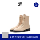 BOOTIE SHINE 低跟圆头系带短筒靴女 SONDRA