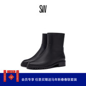 Weitzman BOOTIE Stuart CITY ZIP 经典 沟纹厚底粗跟圆头短靴