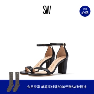 通勤一字带搭扣圆头高跟露趾时尚 凉鞋 女 NEARLYNUDE