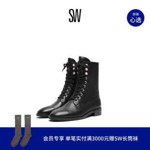 BOOTIE LOGAN PEARL 饰马丁靴女粗跟圆头短靴机车靴 秋冬珍珠装