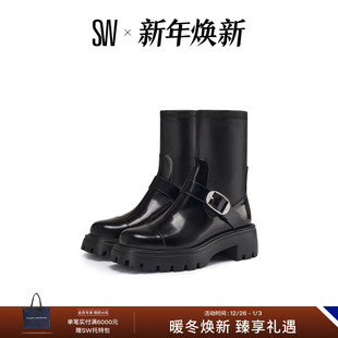 BOOTIE STRETCH BUCKLE 机车风厚底金属扣带短靴女 EMERSON