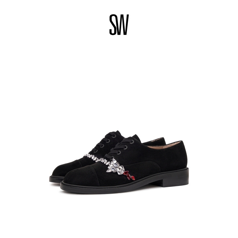 SW水晶系带德比鞋乐福鞋小皮鞋