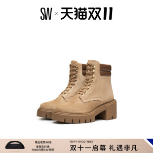 SOHO 25年新款 LACE BOOTIE 沟纹厚底系带马丁靴短靴女